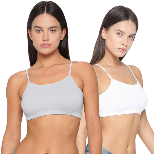 YUCI Pack of 2 Girls Uniform Bra Grey and White